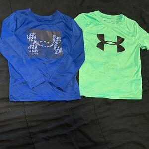 Under Armour Kids Long Sleeve Blue and Green Tees